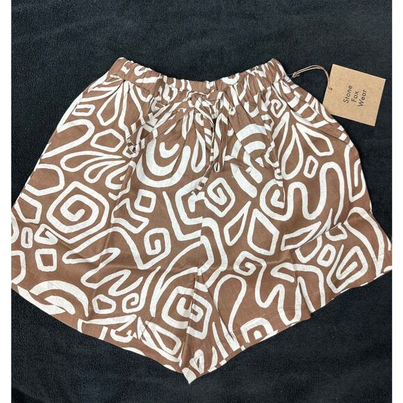 Stone Fox Swim Melba 100% Linen Shorts- Rawhide Swirl -XS / S - Picture 6 of 8